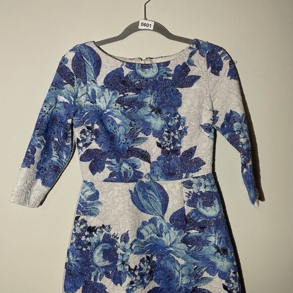 Adrianna Papell Womens Size 2 Multicolor Floral Brocade Sheath Cocktail Dress - Picture 2 of 10